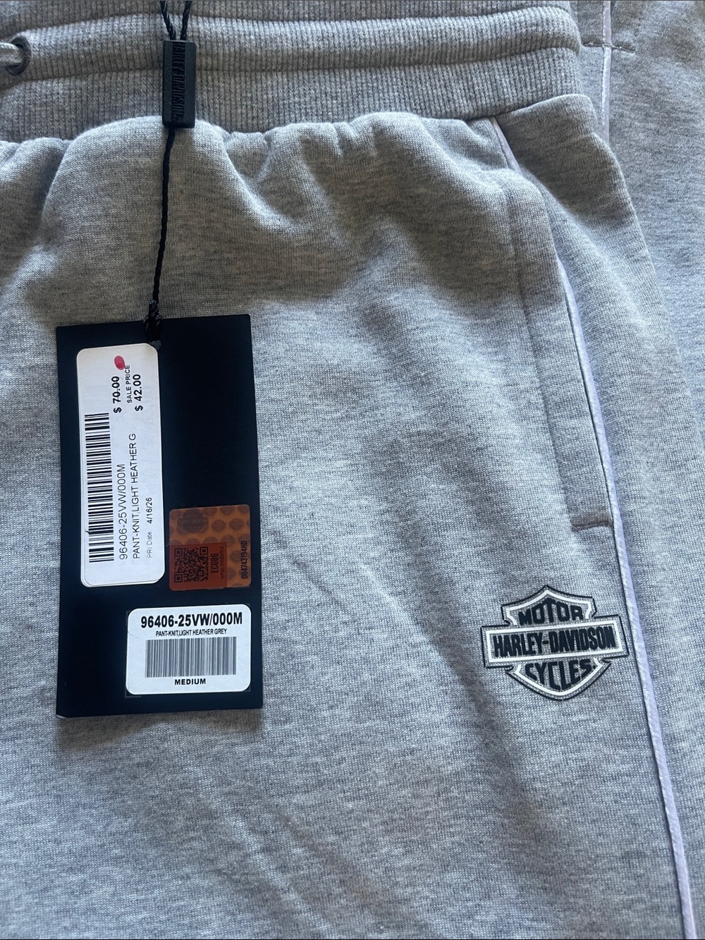 Harley-Davidson Women’s Light Gray Logo Joggers Size Medium. New!